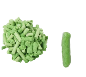 Clumping high-absorption green tea flushable tofu cat litter close-up by ISEMIPET