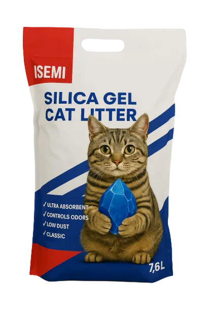 Crystal Cat Litter Silica Gel Cat Litter in Die-Cut Handle Flat Bottom Bag by ISEMIPET